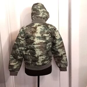 JUSTICE ARMY GREENS BOMBER PUFFER JACKET W/POCKETS & HOOD S(12)